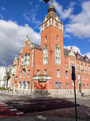 Architektura městečka Slupsk.